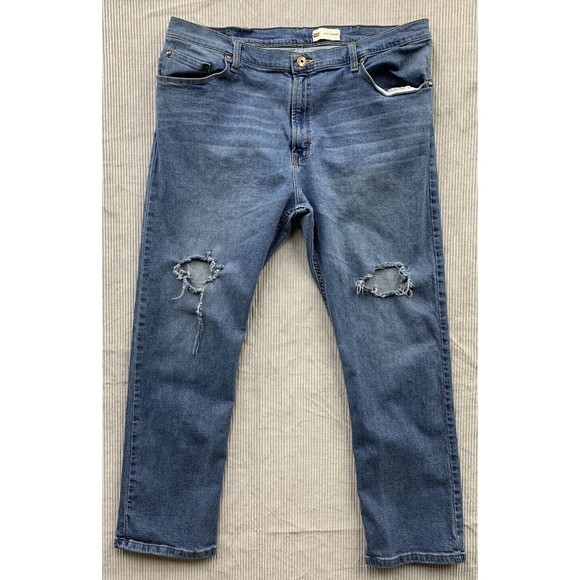 Wrangler Denim Jeans Men's Size 40X30 Med Wash Factory Destroyed Cowboy Farm - Picture 1 of 16